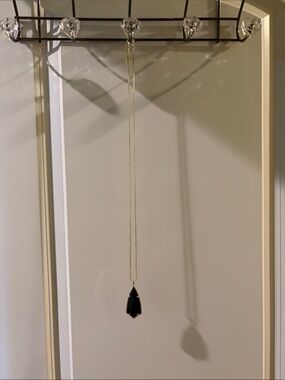 Kendra Scott Gold Chain Necklace with Black Teardrop Pendant - Women's Jewelry